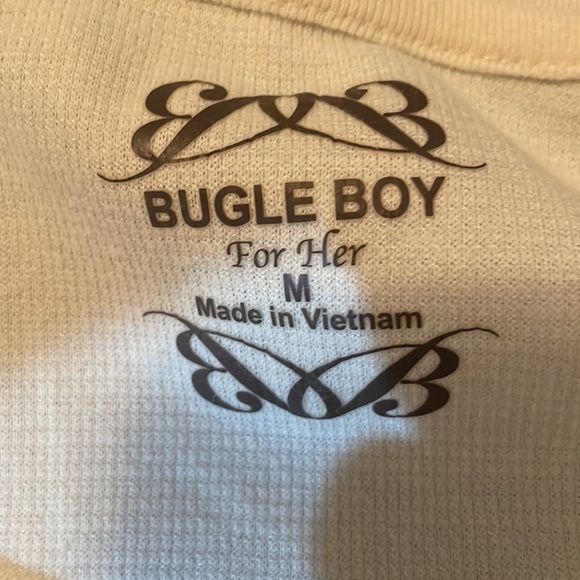 Bugle Boy For Her Vintage 90’s Long Sleeve Ruffle Front Ivory Shirt Size M - Picture 3 of 4